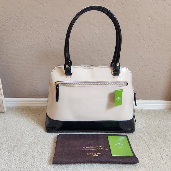 NWT Kate Spade Rachelle Wellesley Patent Leather Satchel--Cream and Black - Picture 3 of 16